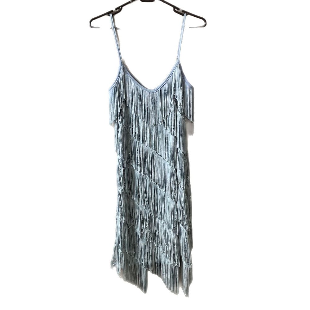 Anna-Kaci Women’s Size 8-10 Large Fringe Sequin Flapper Mini Dress Halloween